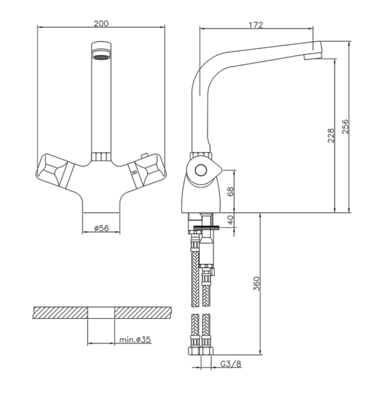 Huber Klinik Thermostat Küchenarmatur Chrom CLT6501021