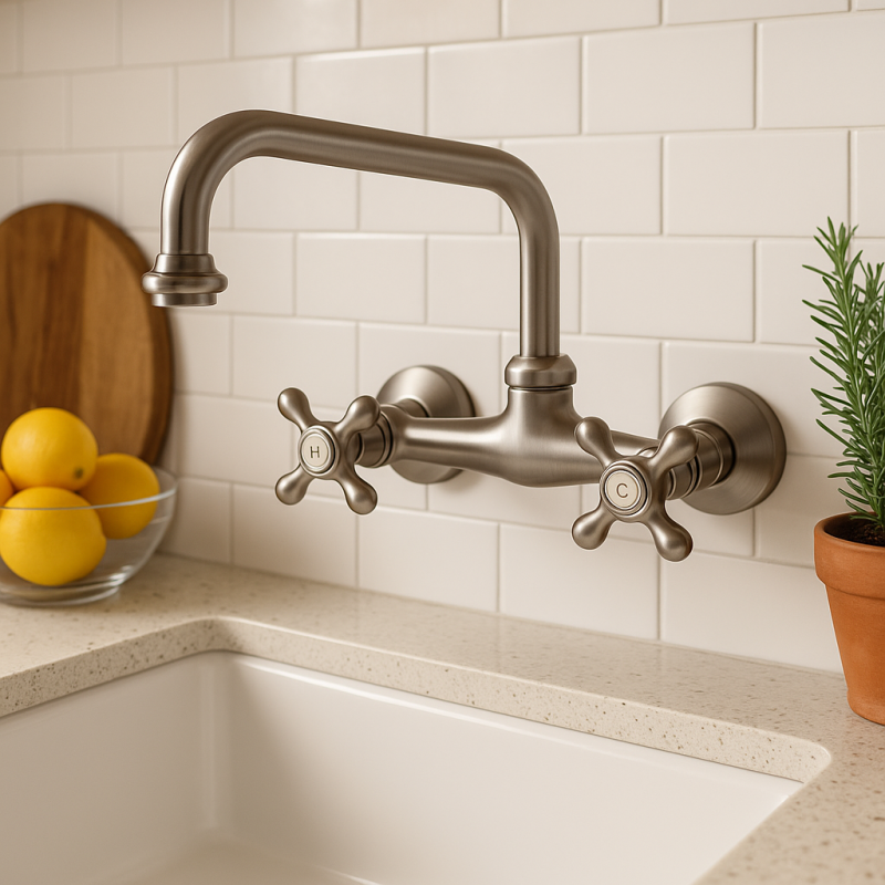 PB Nostalgische Küchenarmatur V2723 Wandarmatur aus Edelstahl