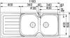 Franke Spark Dubbele spoelbak SKX 621 Opbouw 1010315543 tekening