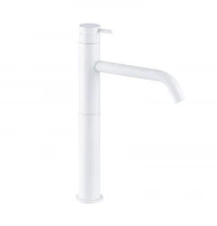 Waterevolution Flow Waschtischarmatur, hoher Auslauf, inkl. Klickstecker, Weiß matt T115BR