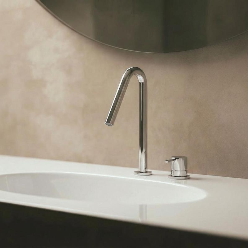 Waterevolution Flow 2-Loch Waschtischarmatur Chrom mit kleinem 120mm V-Auslauf T1121V01