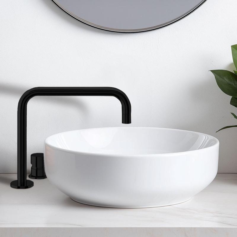 Waterevolution Flow 2-Loch-Waschtischarmatur Schwarz matt T112HPR