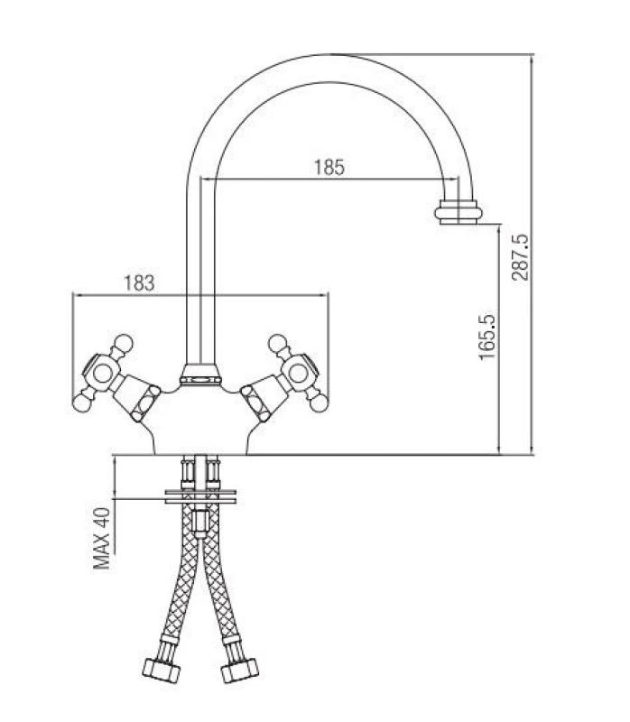 PB Nostalgische Küchenarmatur V1905 Chrom