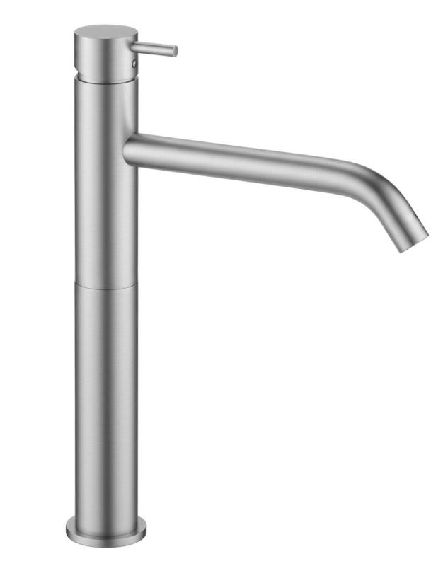 Waterevolution Flow Waschtischarmatur hoher Auslauf, inkl. Klickstecker, komplett Edelstahl T115IE