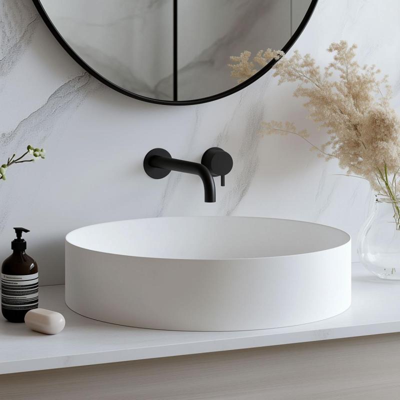 Waterevolution Flow Einbau-Waschtischarmatur matt schwarz mit Auslauf 15 cm T116BPR-15