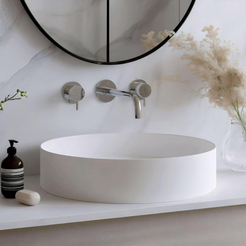 Waterevolution Flow 3-Loch-Einbau-Waschtischarmatur Chrom mit Auslauf 15 cm T1163F01-15