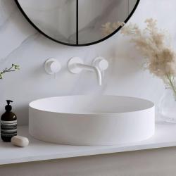 Waterevolution Flow 3-Loch-Einbau-Waschtischarmatur Mattweiß mit Auslauf 15 cm T1163FBR-15