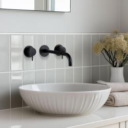 Waterevolution Flow 3-Loch-Unterputz-Waschtischarmatur Schwarz matt, mit Auslauf 25cm T1163FPR-25
