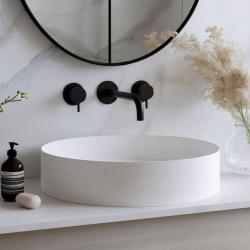 Waterevolution Flow 3-Loch-Einbau-Waschtischarmatur Mattschwarz mit Auslauf 15 cm T1163FPR-15