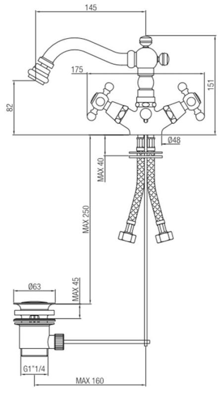 PB classic bidet mixer 145 mm spout stainless steel 1208855032