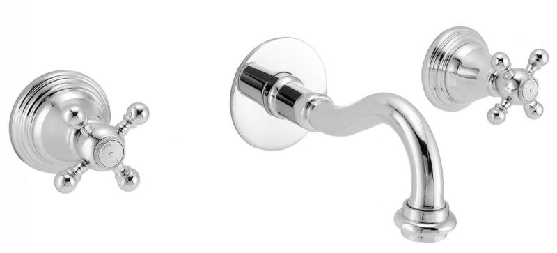 PB klassische Einbau-Wandarmatur mit Sterngriffen 20 cm Auslauf Chrom 1208855072