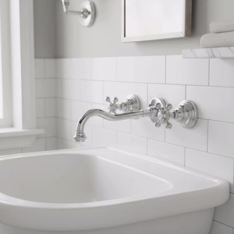 PB klassische Einbau-Wandarmatur mit Sterngriffen 25 cm Auslauf Chrom 1208855112