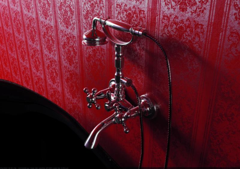 PB klassischer Wasserhahn Aufputz-Badarmatur mit Sternknöpfen Chrom inklusive Handbrause 1208855152