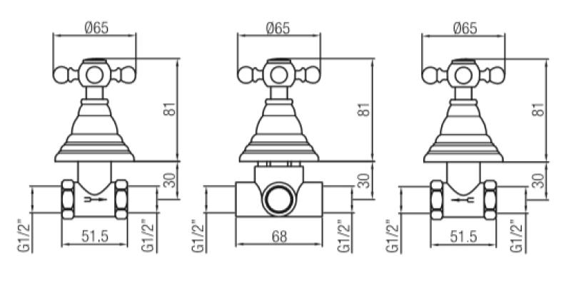 PB Classic 2-Wege Unterputz-Brausegarnitur mit Umstellung mit Sterngriffen Chrom 1208855362