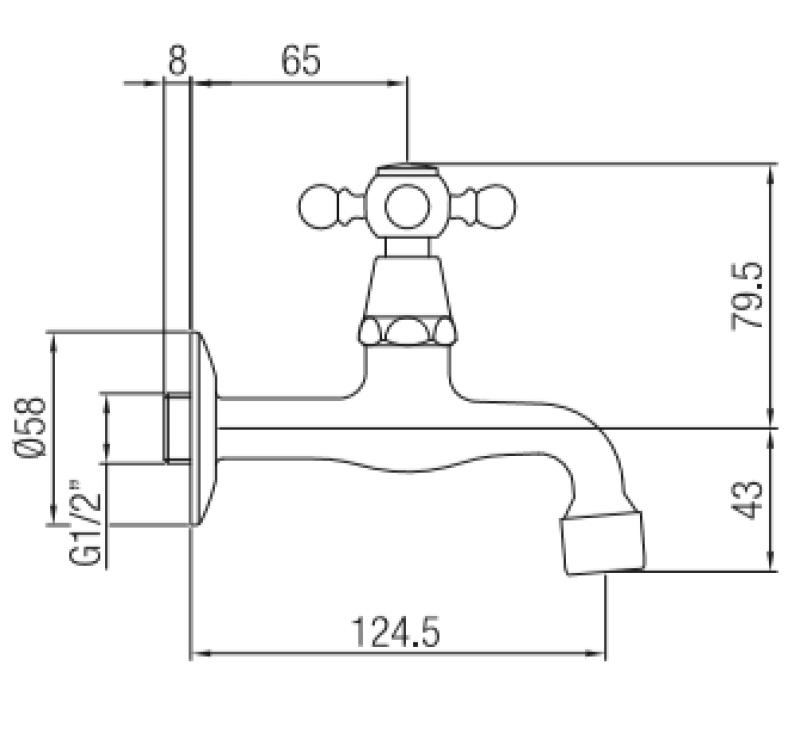 PB Classic wall washbasin tap with star handle cold water bronze 1208855602