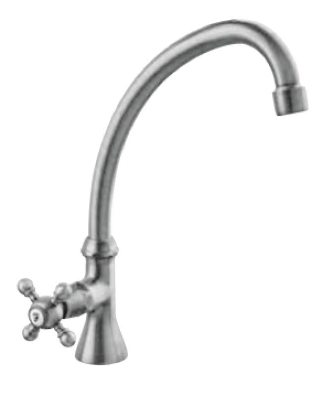 PB Classic washbasin tap with star handle cold water with high spout stainless steel 1208855672