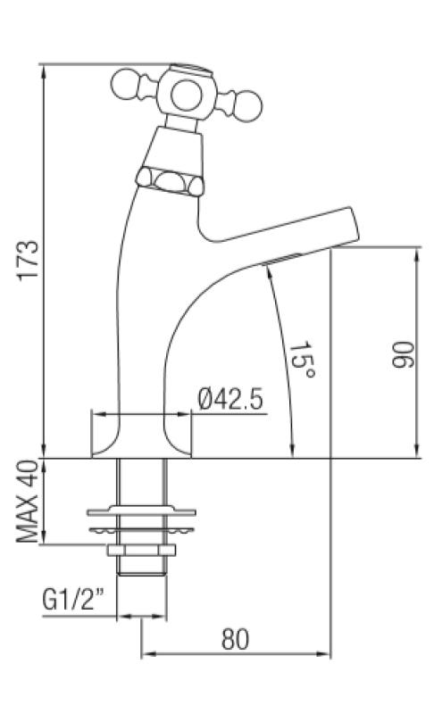 PB Classic washbasin tap with star handle cold water small model stainless steel 1208855702