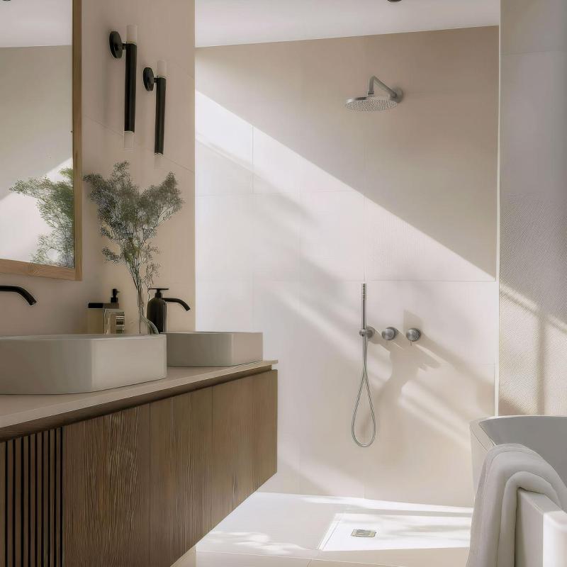 Waterevolution Flow Unterputz Duschset mit Thermostat Regendusche und Handbrause massiv Edelstahl 1208889792