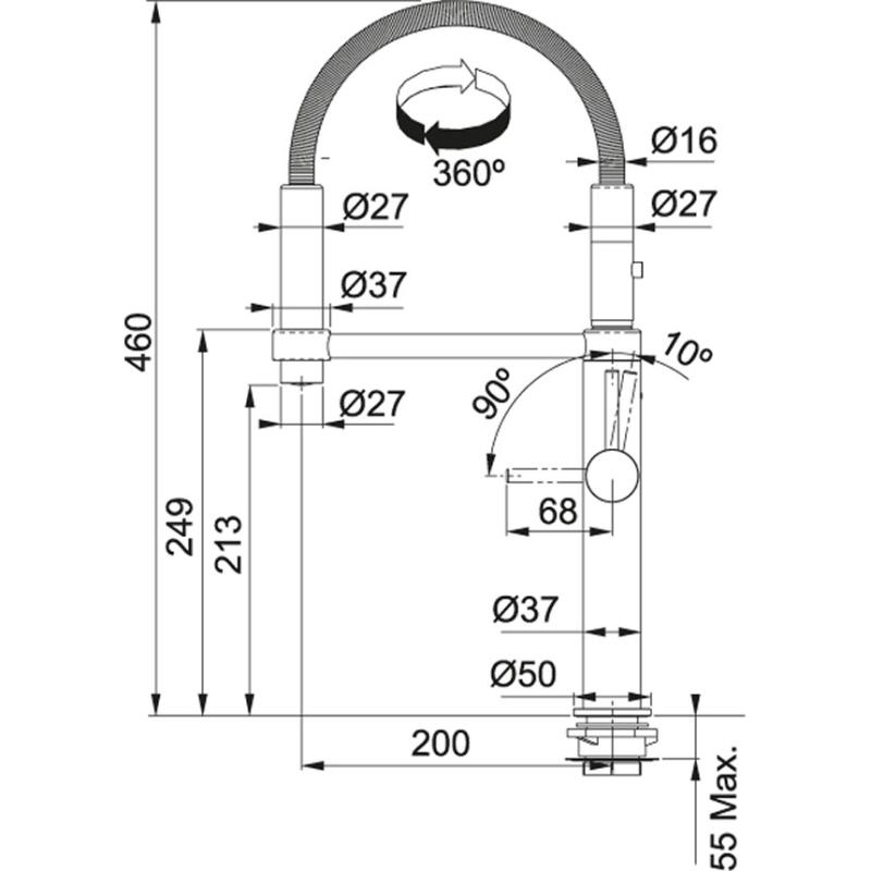 Franke Pescara Semi Pro 360 Küchenarmatur mit flexiblem Auslauf, Chrom 115.0393.976