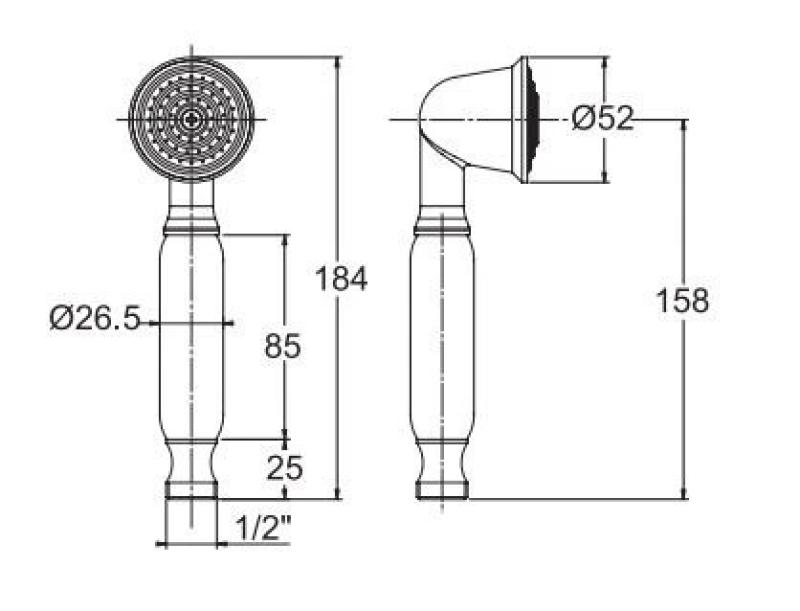 PB Classic Handbrause mit weißem Griff Chrom 1208916142