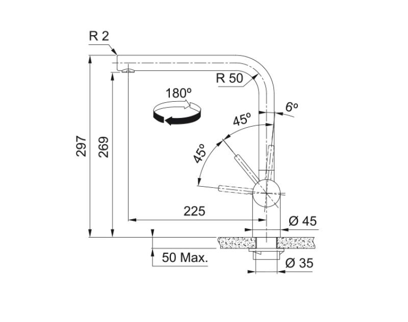 Franke Atlas Neo Küchenarmatur mit Schwenkauslauf, Schwarz matt gebürstet 115.0550.424