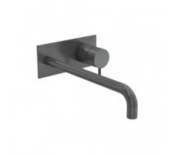 Waterevolution Flow Unterputz-Waschtischarmatur mit Abdeckplatte, PVD Gun Metal, Auslauf 15cm T1161GME-15