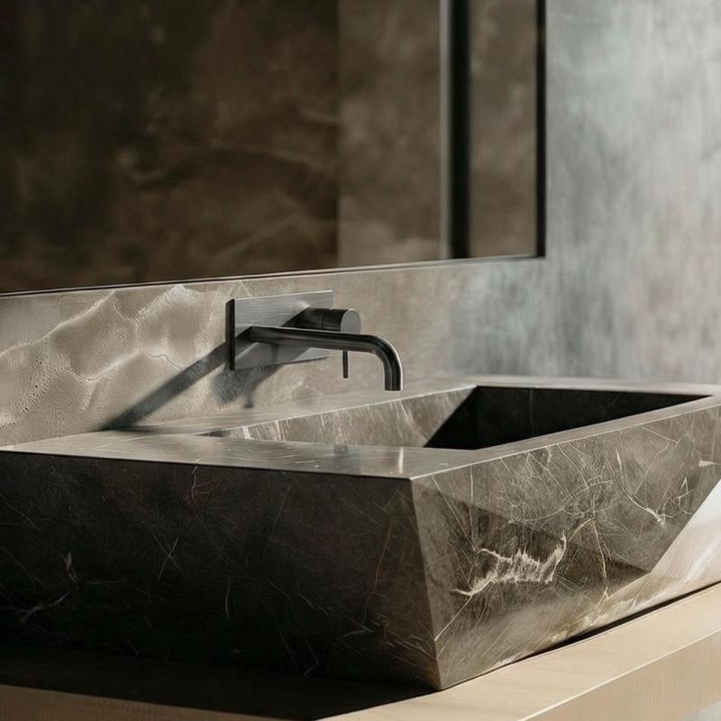 Waterevolution Flow Unterputz-Waschtischarmatur mit Abdeckplatte, PVD Gun Metal, Auslauf 15cm T1161GME-15