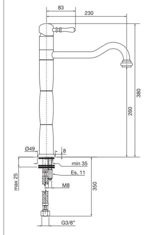 PB Classic Nostalgische Säulen-Küchenarmatur Edelstahl 1208952922