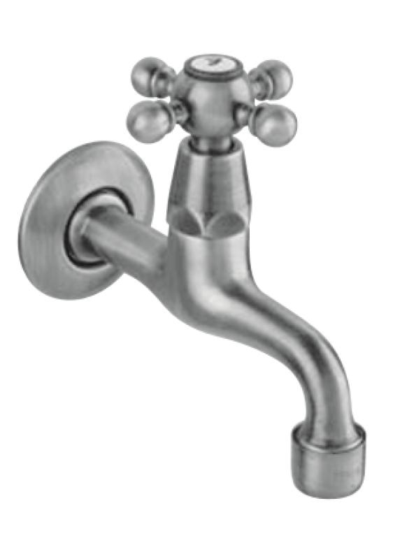 PB Classic wall washbasin tap with star handle cold water matt black 1208952981