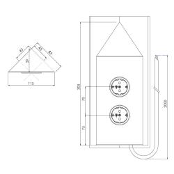 Indux Corner Energie-Säule mit 2 Steckdosen Randaarde Eckig Schwarz 1208953221