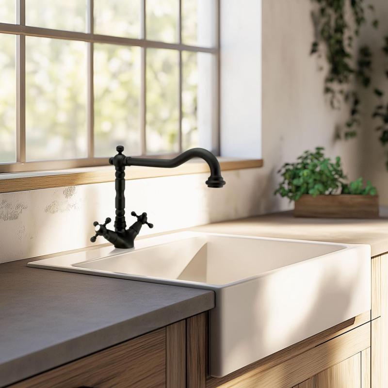 Nostalgic country kitchen tap V1910 matt black 1208953461