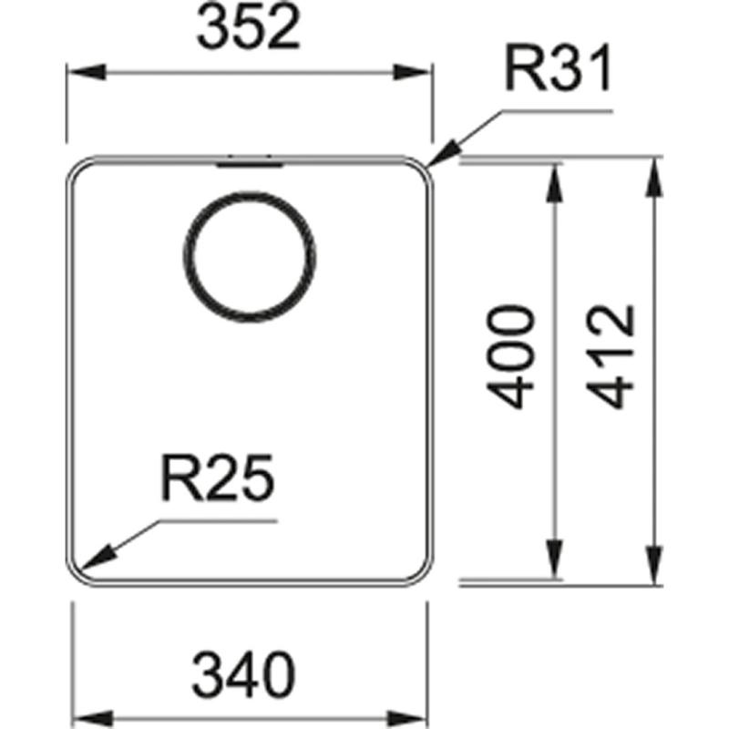 Franke Mythos MYX 210.34 Edelstahlspüle 34x40cm für flächenbündigen Einbau 127.0658.065