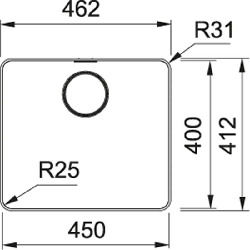 Franke Mythos MYX 210.45 Edelstahlspüle 45x40cm für flächenbündigen Einbau 127.0658.064