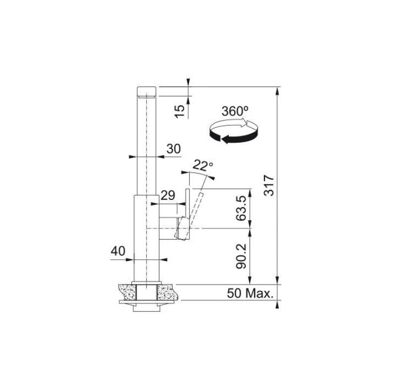 Franke Küchenarmatur Mythos mit schwenkbarem Auslauf, komplett aus Edelstahl 115.0547.852