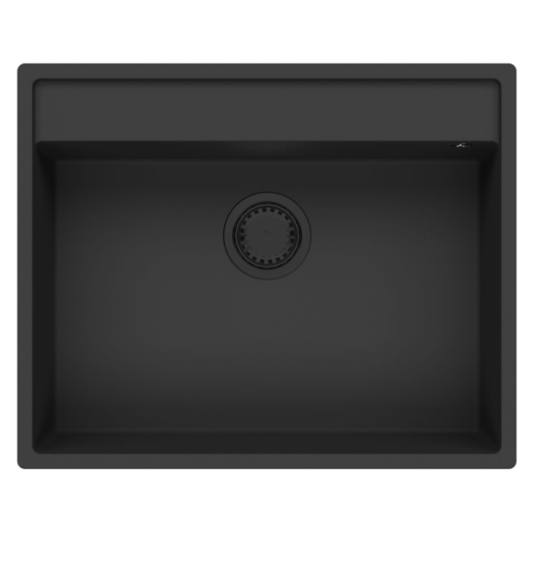 GraniteMy Bremen Granit Spüle 64x52 cm schwarz Aufbau, Unterbau und flächenbündiger Einbau mit Lochbank 1208953874