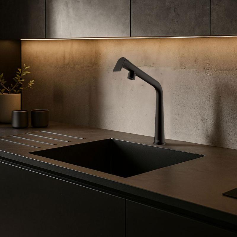 Franke Icon Küchenarmatur mit schwenkbarem Auslauf, Schwarz matt 115.0625.187