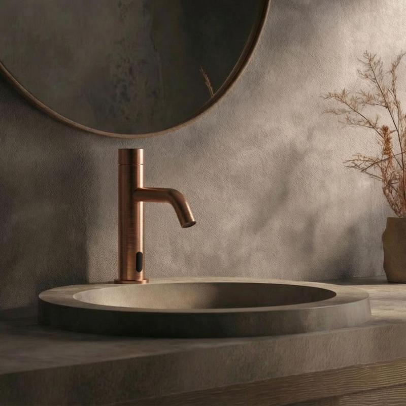 Waterevolution Flow elektronische Waschtischarmatur mit Infrarot-Sensor, batteriebetrieben, Kupfer T110ECPE