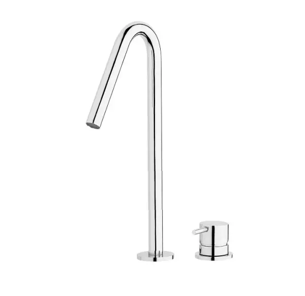 Waterevolution Flow 2-Loch-Waschtischarmatur mit hohem V-Auslauf 227mm, Chrom T1122V01