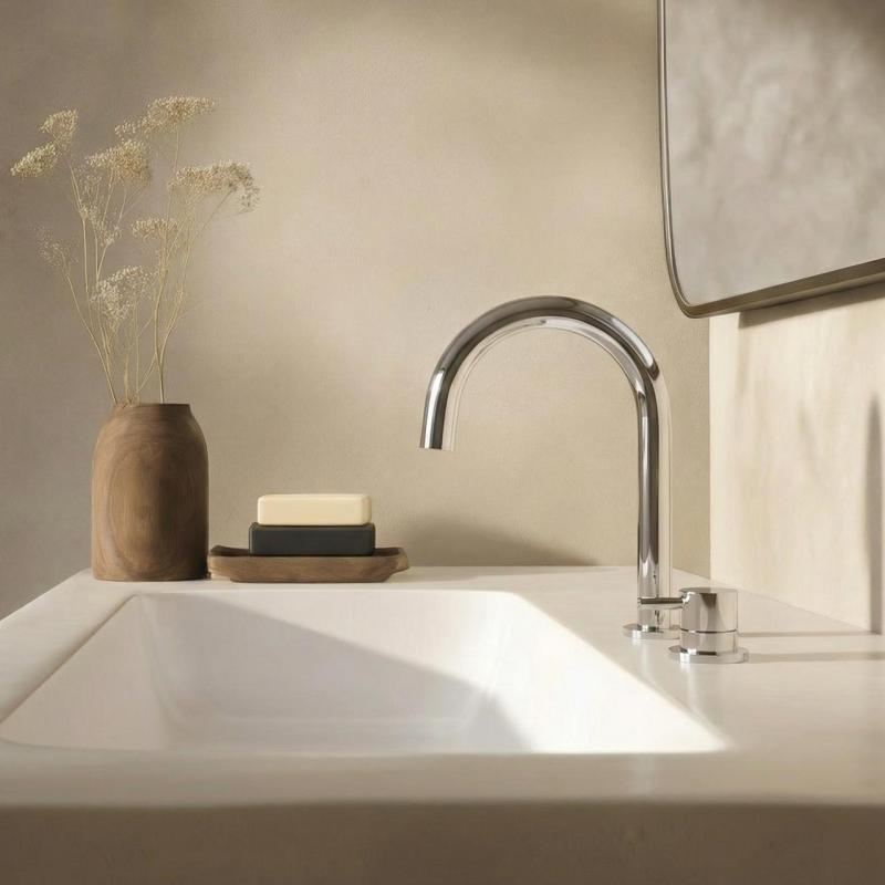 Waterevolution Flow 2-Loch Waschtischarmatur Chrom mit niedrigem 113mm U-Auslauf T1121U01