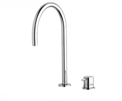 Waterevolution Flow 2-Loch Waschtischarmatur Chrom mit niedrigem 213mm U-Auslauf T1122U01