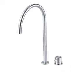 Waterevolution Flow 2-Loch-Waschtischarmatur mit hohem U-Auslauf 213mm, Edelstahl T1122UIE