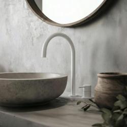 Waterevolution Flow 2-Loch-Waschtischarmatur weiß mit hohem U 200 mm Auslauf T1122UBR