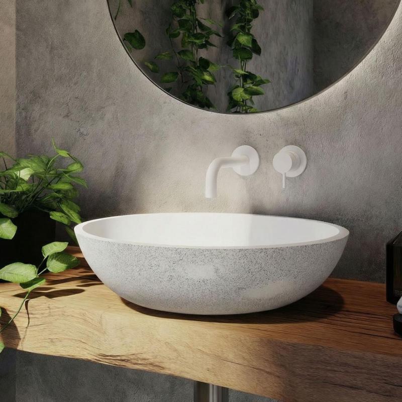 Waterevolution Flow Unterputz-Waschtischarmatur mit weißem Auslauf 10cm T116BBR-10