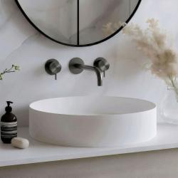 Waterevolution Flow 3-Loch-Einbau-Waschtischarmatur PVD Gun Metal mit Auslauf 15 cm T1163FGME-15