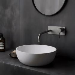 Waterevolution Flow Einbau-Waschtischarmatur mit Abdeckplatte, komplett aus Edelstahl, mit Auslauf 21 cm T1161BIE-21