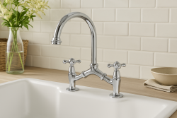 PB classic Nostalgische klassische Küchenarmatur Chrom mit variablem Achsabstand, 2 Löcher 18-25cm 1208954351
