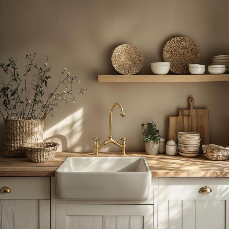 PB classic Nostalgische klassische Küchenarmatur Bronze mit variablem Achsabstand, 2 Löcher 18-25cm 1208954352