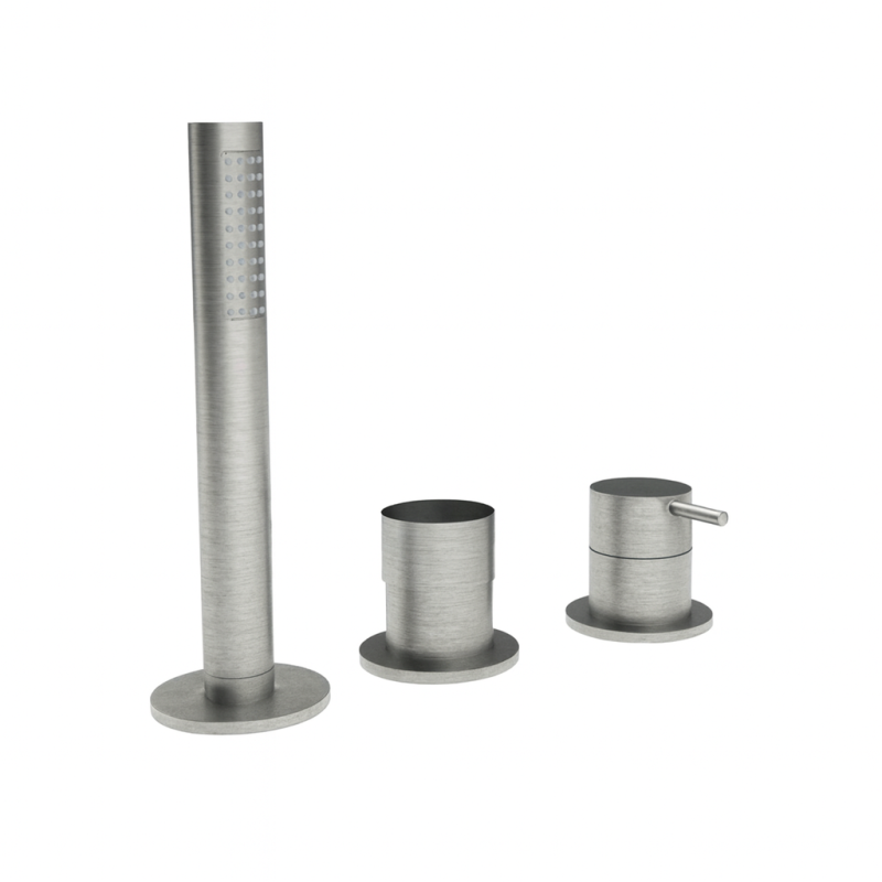 Waterevolution Flow 3-Loch-Wannenbatterie für Wannenrandmontage, Edelstahl T138SBIE