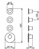 SB 316 AESTHETICS Round Inbouw thermostaatkraan met 4 uitgangen/ 2x stop-omstelkraan PVD koper geborsteld 1208954957 (kloon)