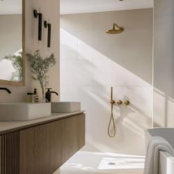 Waterevolution Flow Unterputz-Duschset mit Thermostat Regendusche und Handbrause Messing gebürstet